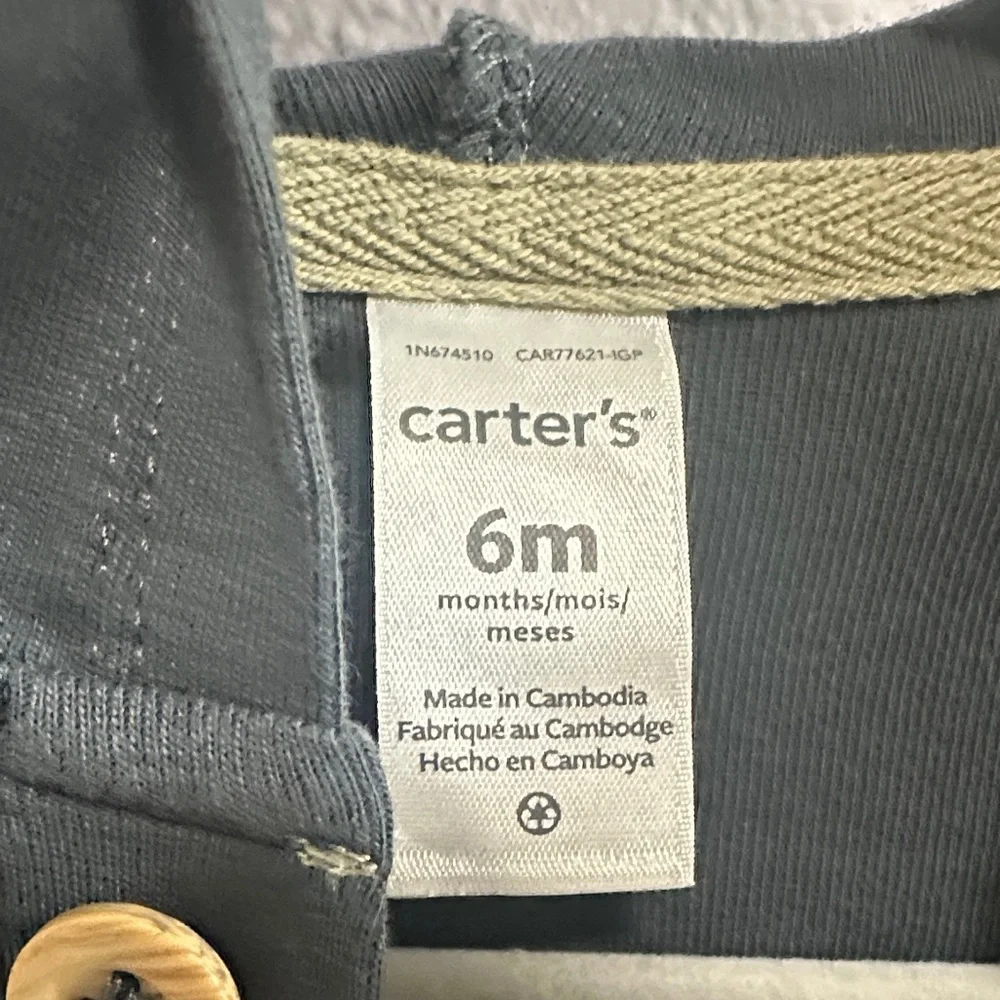 Carter's Navy Baby Hoodie with Wooden Buttons
